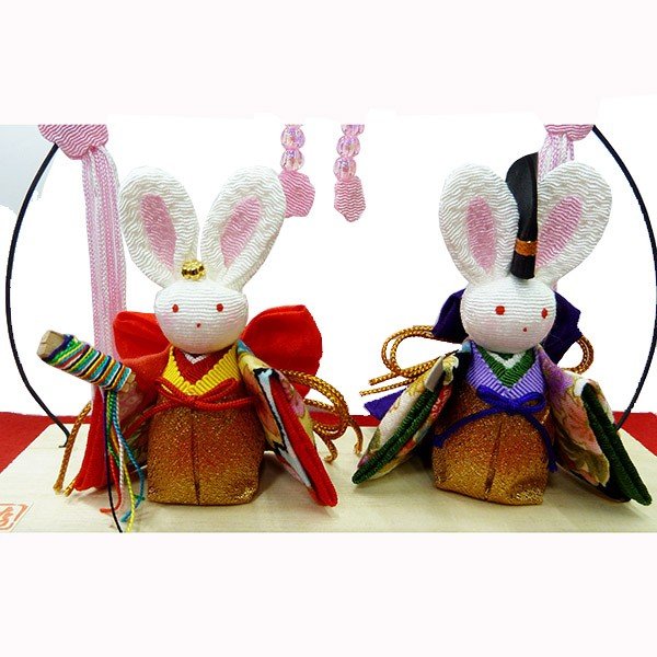 京都リュコドウのちりめんうさぎ雛人形親王飾り 縁起物 風水